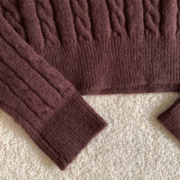 brown wool cropped sweater - Picture 4 of 5